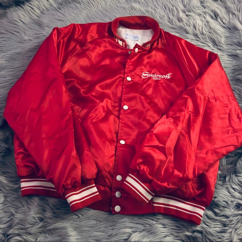 Vintage Smirnoff vodka satin varsity jacket Sz xL